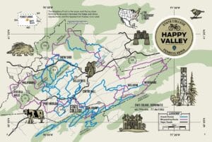 map of gravel riding routes near State College from the Happy Valley Gravel Adventure Guide
