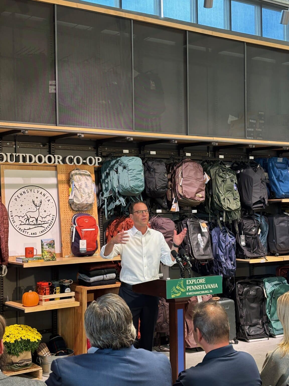 Gov. Josh Shapiro announces the launch of the Outdoor Business Alliance of Pennsylvania, Sept. 10, 2025 in Mechanicsburg