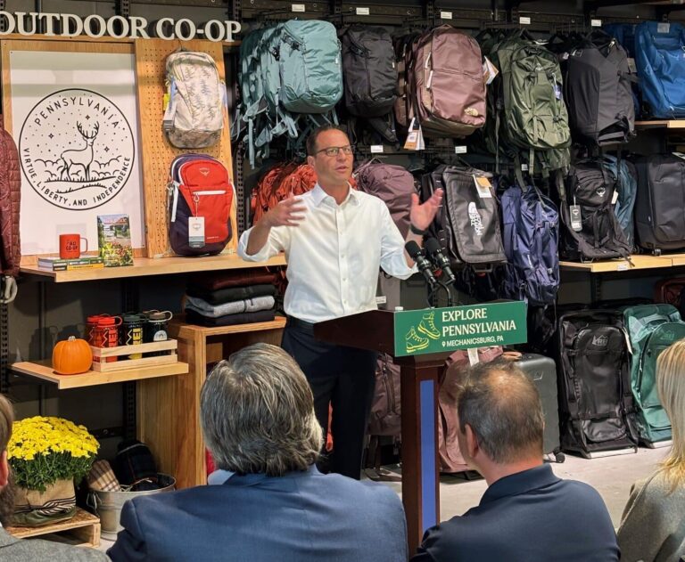 Gov. Josh Shapiro announces the launch of the Outdoor Business Alliance of Pennsylvania, Sept. 10, 2025 in Mechanicsburg